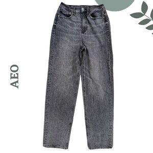 🛍️3/$40 American Eagle High Rise Baggy Jeans in Charcoal Grey – Size 0